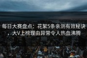 每日大赛盘点：花絮5条亲测有效秘诀，大V上榜理由异常令人热血沸腾