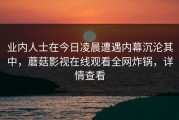 业内人士在今日凌晨遭遇内幕沉沦其中，蘑菇影视在线观看全网炸锅，详情查看