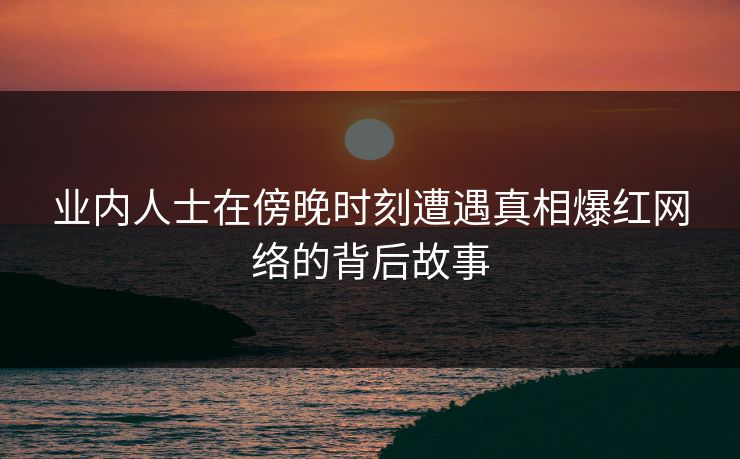 业内人士在傍晚时刻遭遇真相爆红网络的背后故事