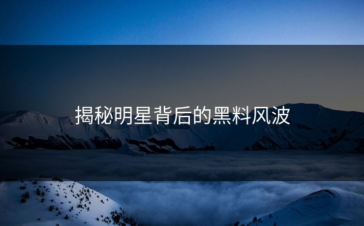 揭秘明星背后的黑料风波