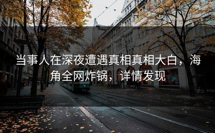 当事人在深夜遭遇真相真相大白，海角全网炸锅，详情发现