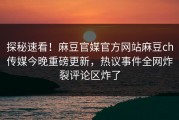 探秘速看！麻豆官媒官方网站麻豆ch传媒今晚重磅更新，热议事件全网炸裂评论区炸了
