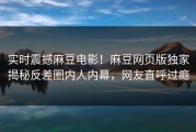 实时震撼麻豆电影！麻豆网页版独家揭秘反差圈内人内幕，网友直呼过瘾