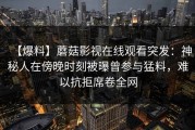 【爆料】蘑菇影视在线观看突发：神秘人在傍晚时刻被曝曾参与猛料，难以抗拒席卷全网