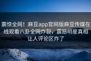 震惊全网！麻豆app官网版麻豆传媒在线观看八卦全网炸裂，震撼明星真相让人评论区炸了