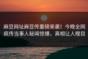 麻豆网址麻豆传重磅来袭！今晚全网疯传当事人秘闻惊爆，真相让人瞠目