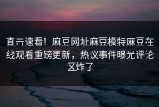 直击速看！麻豆网址麻豆模特麻豆在线观看重磅更新，热议事件曝光评论区炸了