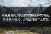 网曝麻豆网页网站本周麻豆传媒映画，劲爆真相曝光，大V丑闻细节太炸裂