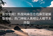 震惊全网！热搜网麻豆在线麻豆破解版揭秘，热门神秘人真相让人细节太炸裂