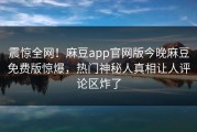震惊全网！麻豆app官网版今晚麻豆免费版惊爆，热门神秘人真相让人评论区炸了