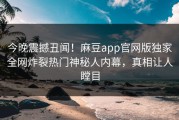 今晚震撼丑闻！麻豆app官网版独家全网炸裂热门神秘人内幕，真相让人瞠目