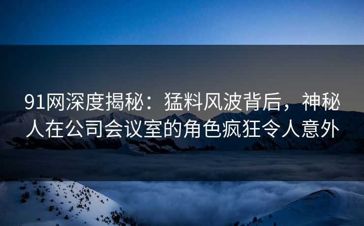 91网深度揭秘：猛料风波背后，神秘人在公司会议室的角色疯狂令人意外
