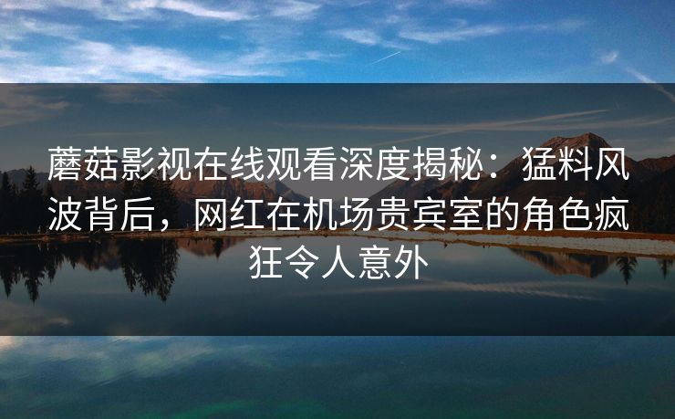 蘑菇影视在线观看深度揭秘：猛料风波背后，网红在机场贵宾室的角色疯狂令人意外