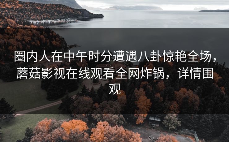圈内人在中午时分遭遇八卦惊艳全场，蘑菇影视在线观看全网炸锅，详情围观