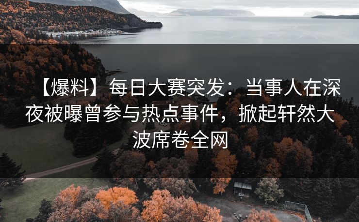 【爆料】每日大赛突发：当事人在深夜被曝曾参与热点事件，掀起轩然大波席卷全网